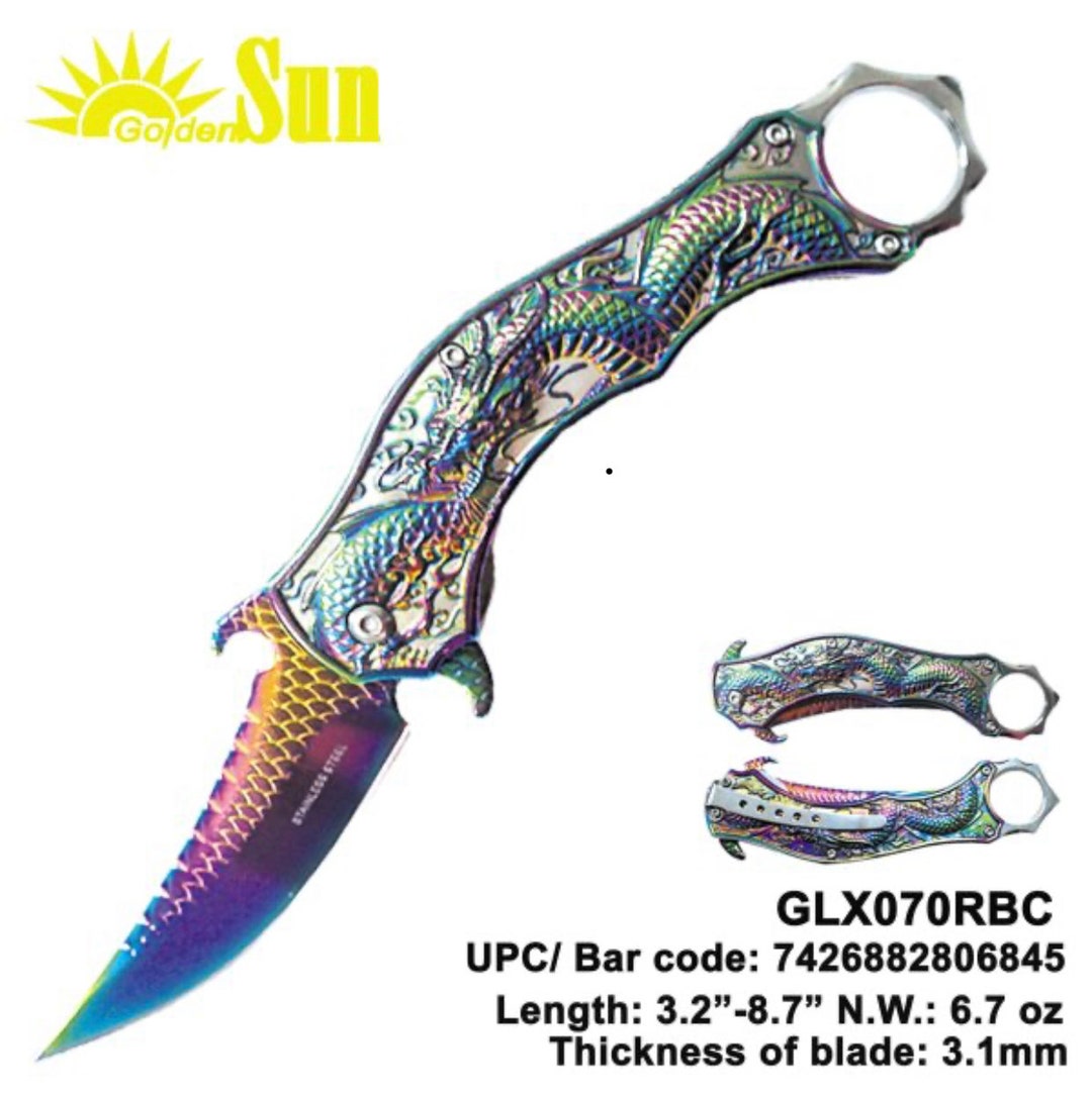 8.75 Karambit Dragon Pocket Knife Rainbow Tactical Etsy