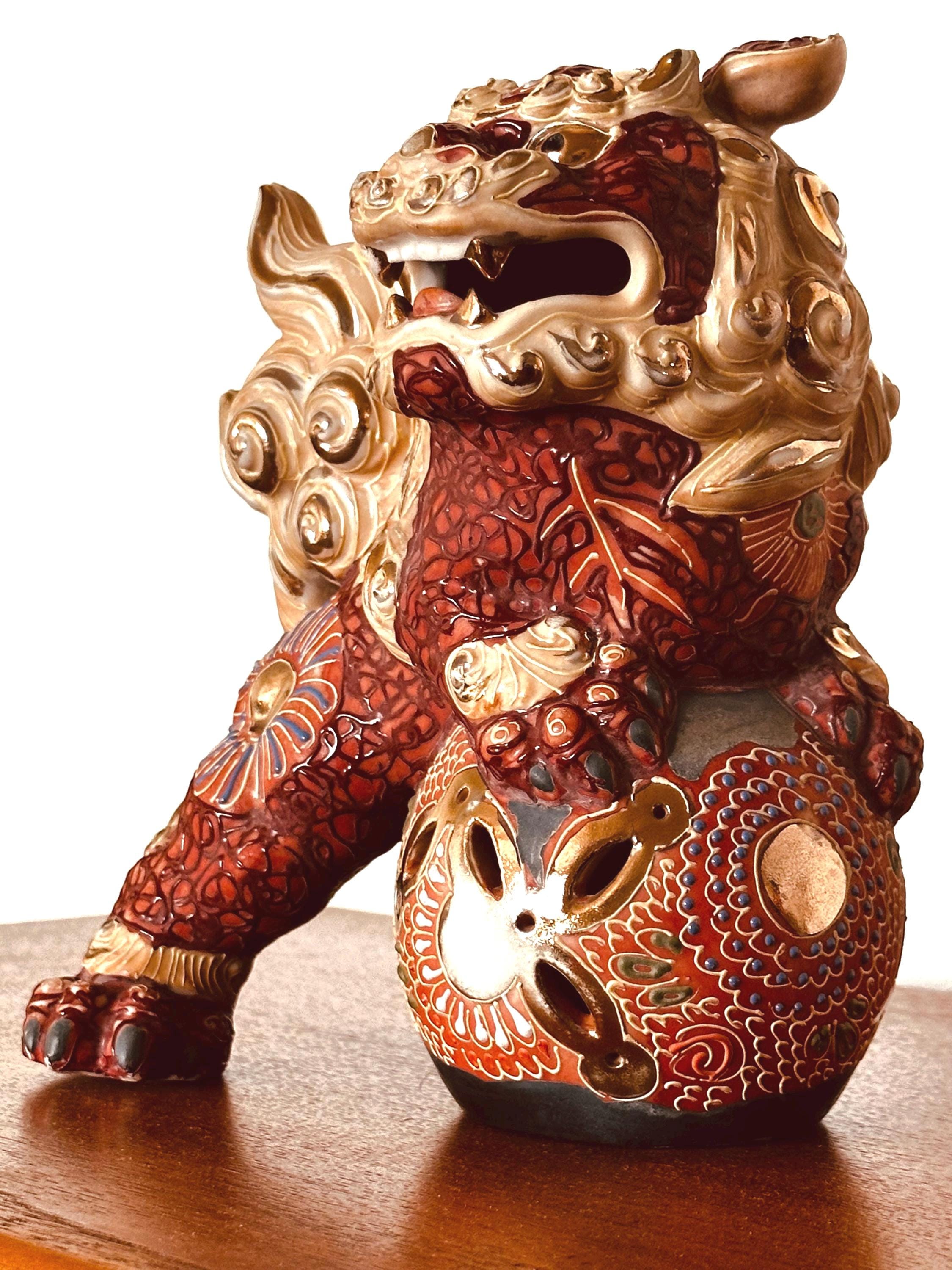Kutani Shishi Foo Dog Lion Japanese Vintage Folk Art - Etsy