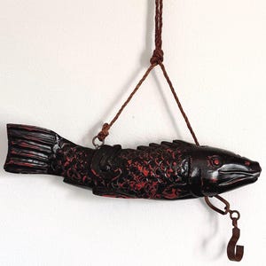 antique fish wall hook japan Japanese Wooden Jizai Kagi – Art – Antique Tozai | Online Store Ring is wire formed and can be opened with pliers Antique Japanese Jizai-Kagi Wooden Fish