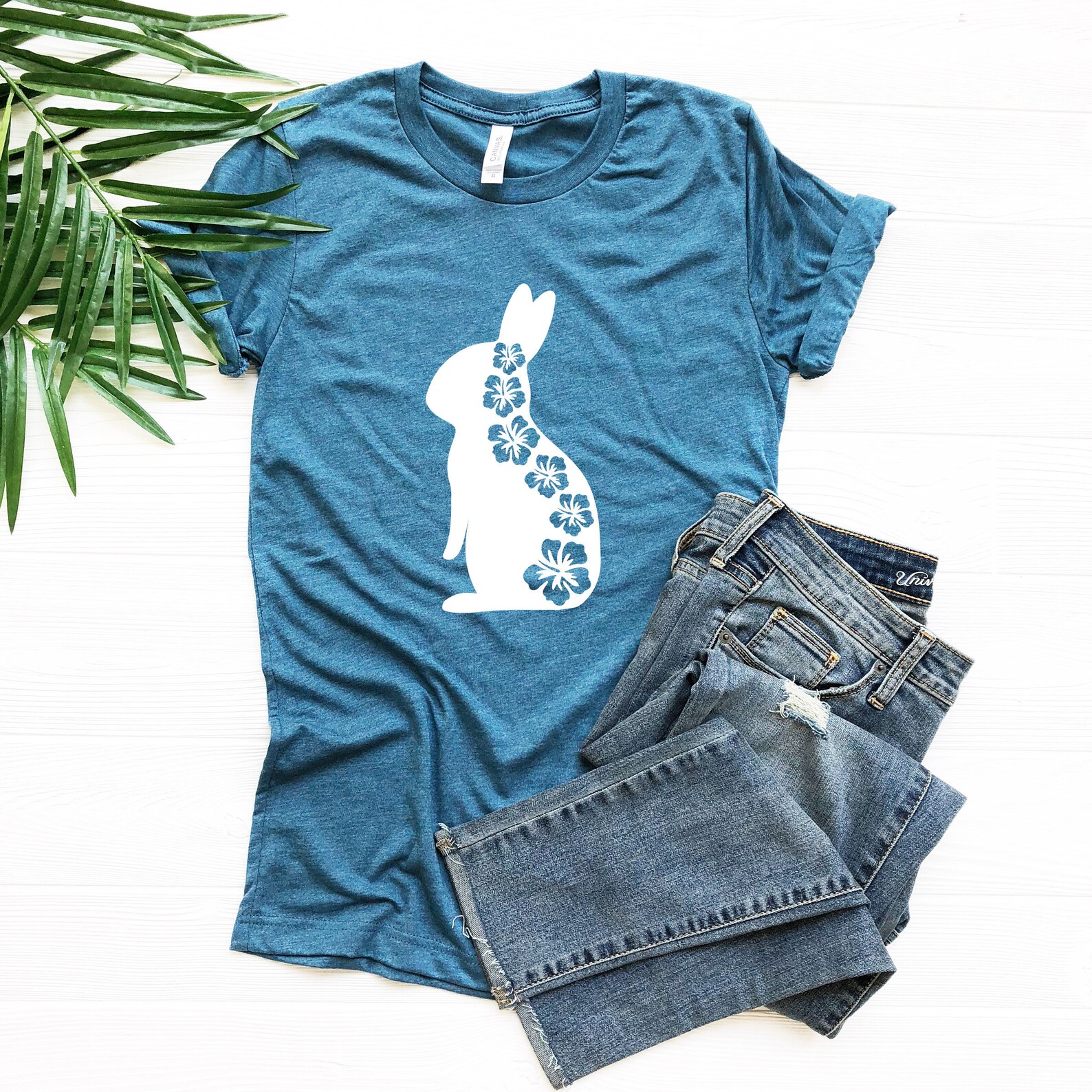 Cute Floral Rabbit Shirt Easter Bunny Shirt Rabbit Girl Etsy