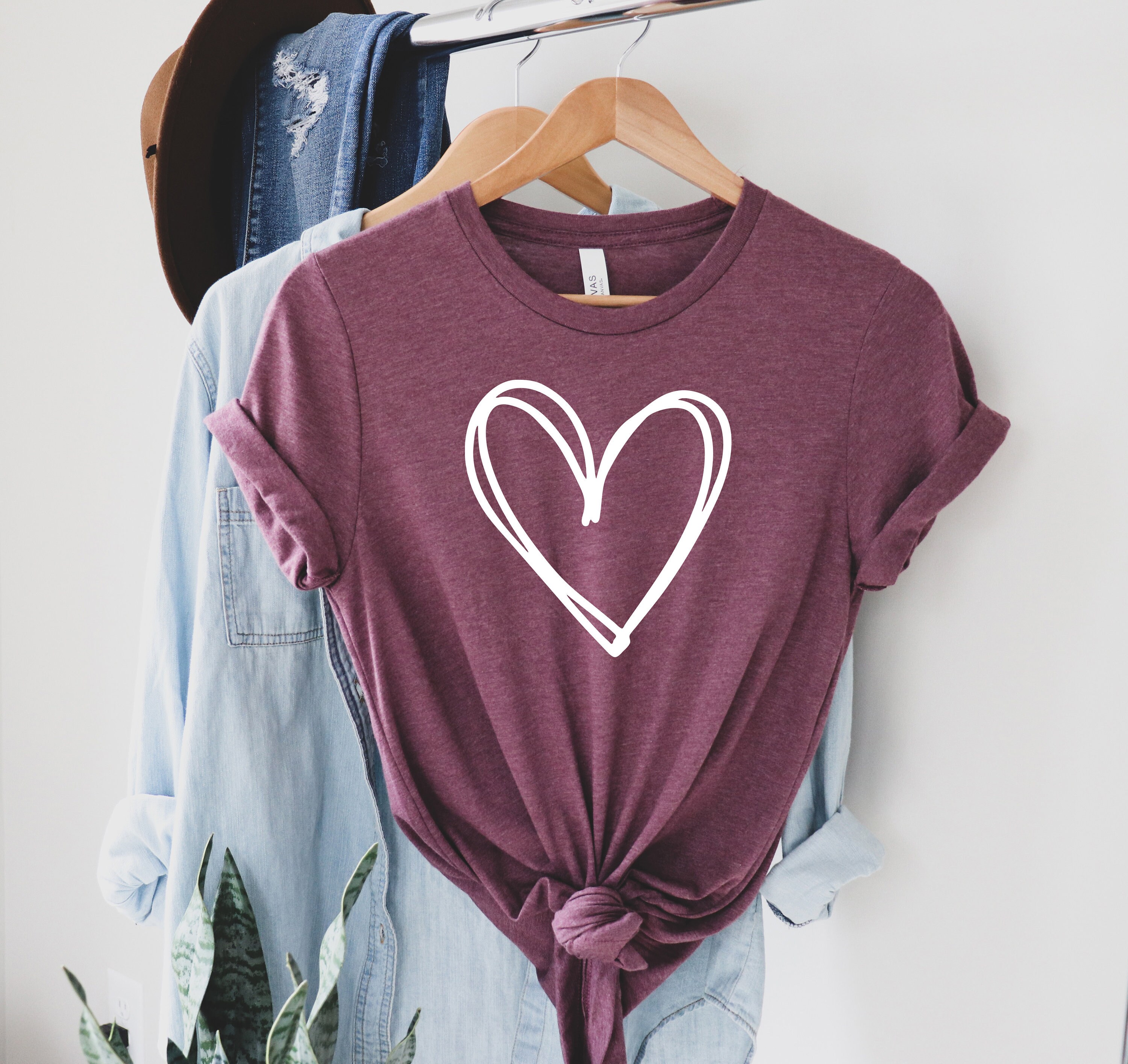 Discover Heart Shirt, Valentines Day Gift, Hand Drawn Heart T-Shirt