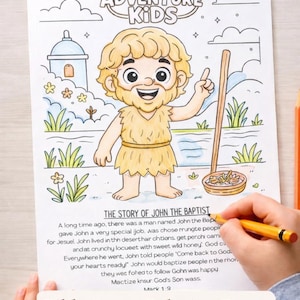 Johannes der Täufer Bibel Malseite + Kurze Geschichte | Kinder Christian Printable | Sonntagsschule | Hausschule | Kirchenstunde Bild 3