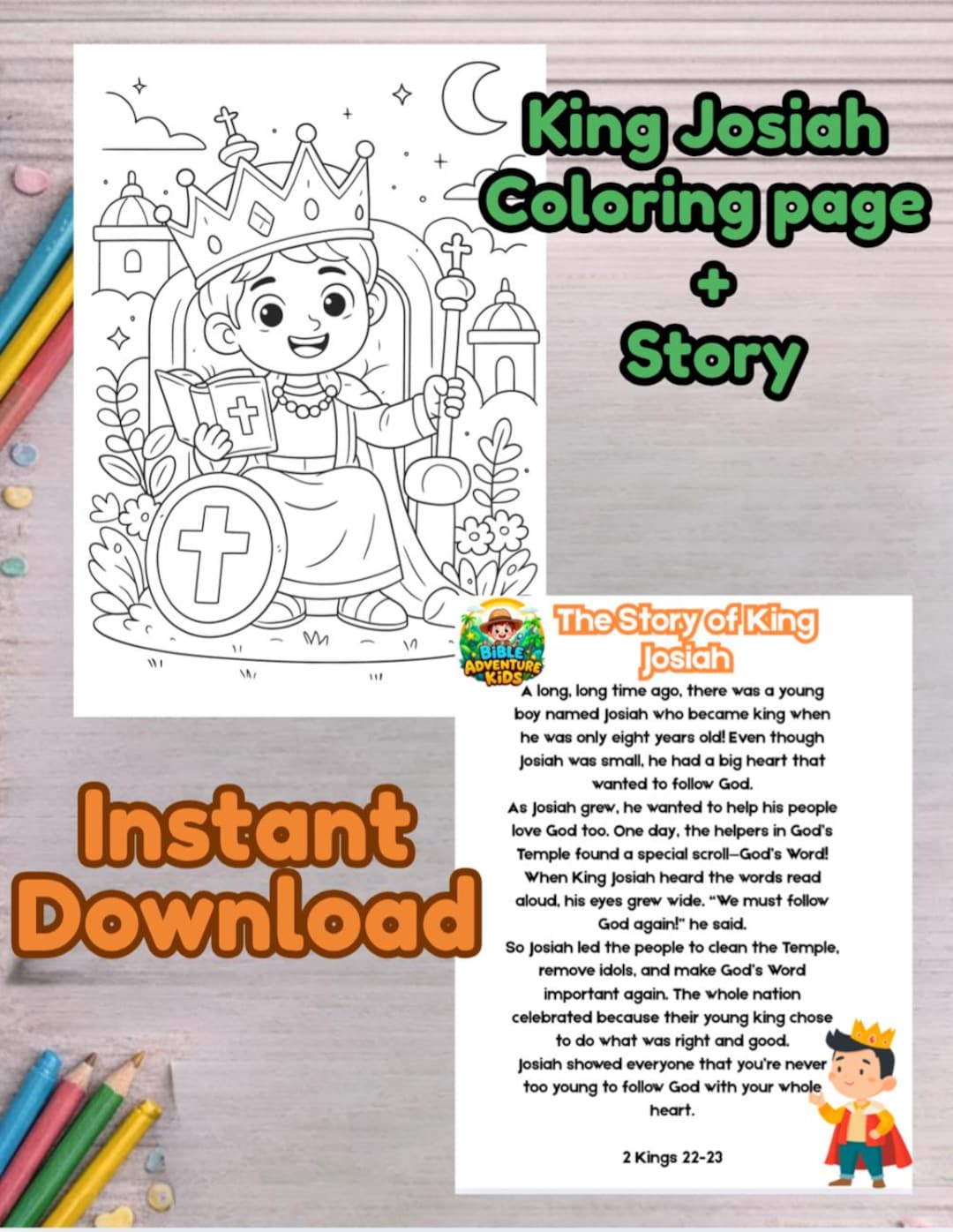 King Josiah Coloring Page & Bible Story Printable | Kids Christian