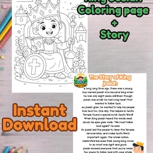 King Josiah Coloring Page & Bible Story Printable | Kids Christian Activity | Sunday School Worksheet | Bible Adventure Kids Download