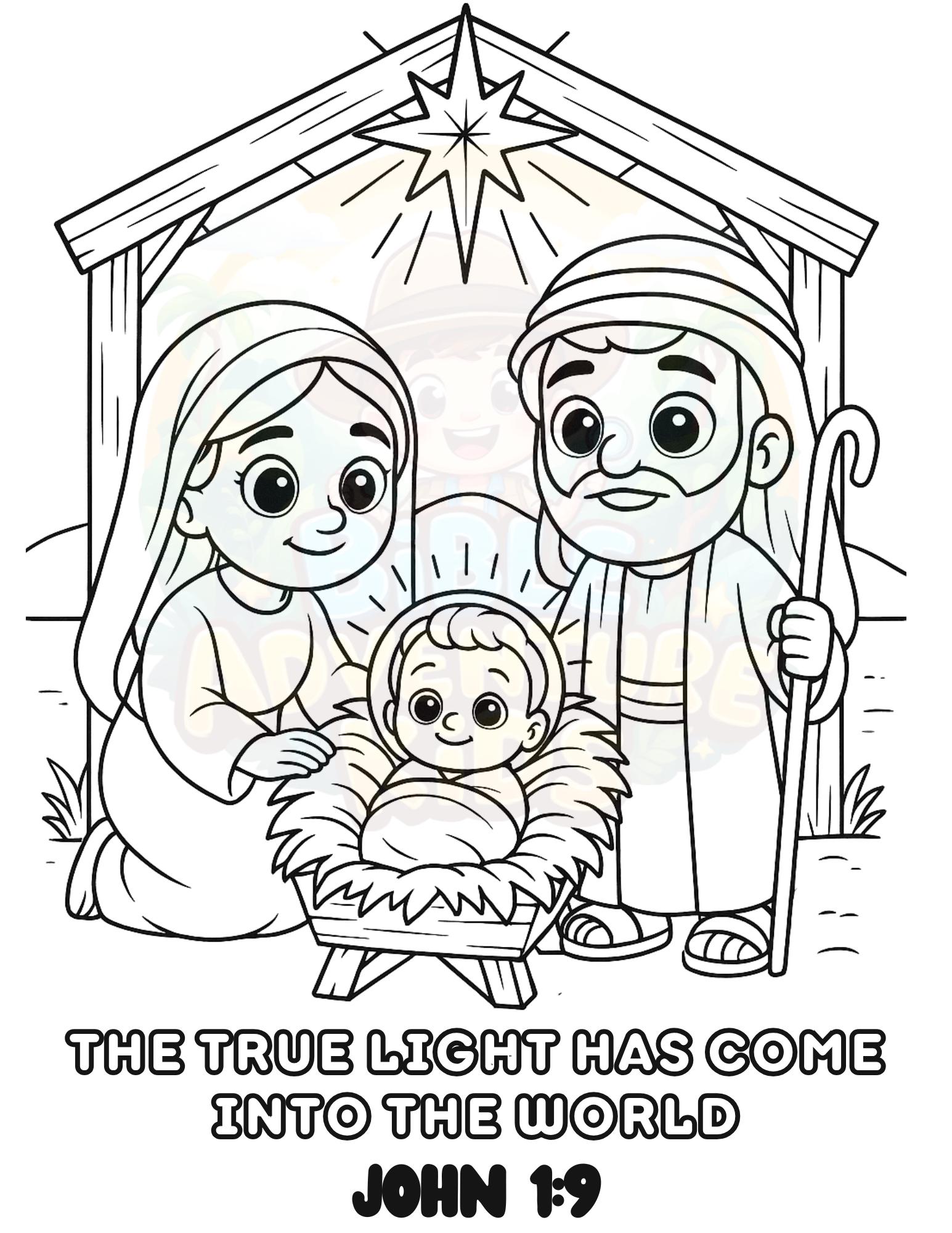 Nativity Coloring Page for Kids | Jesus Birth Bible Coloring ...