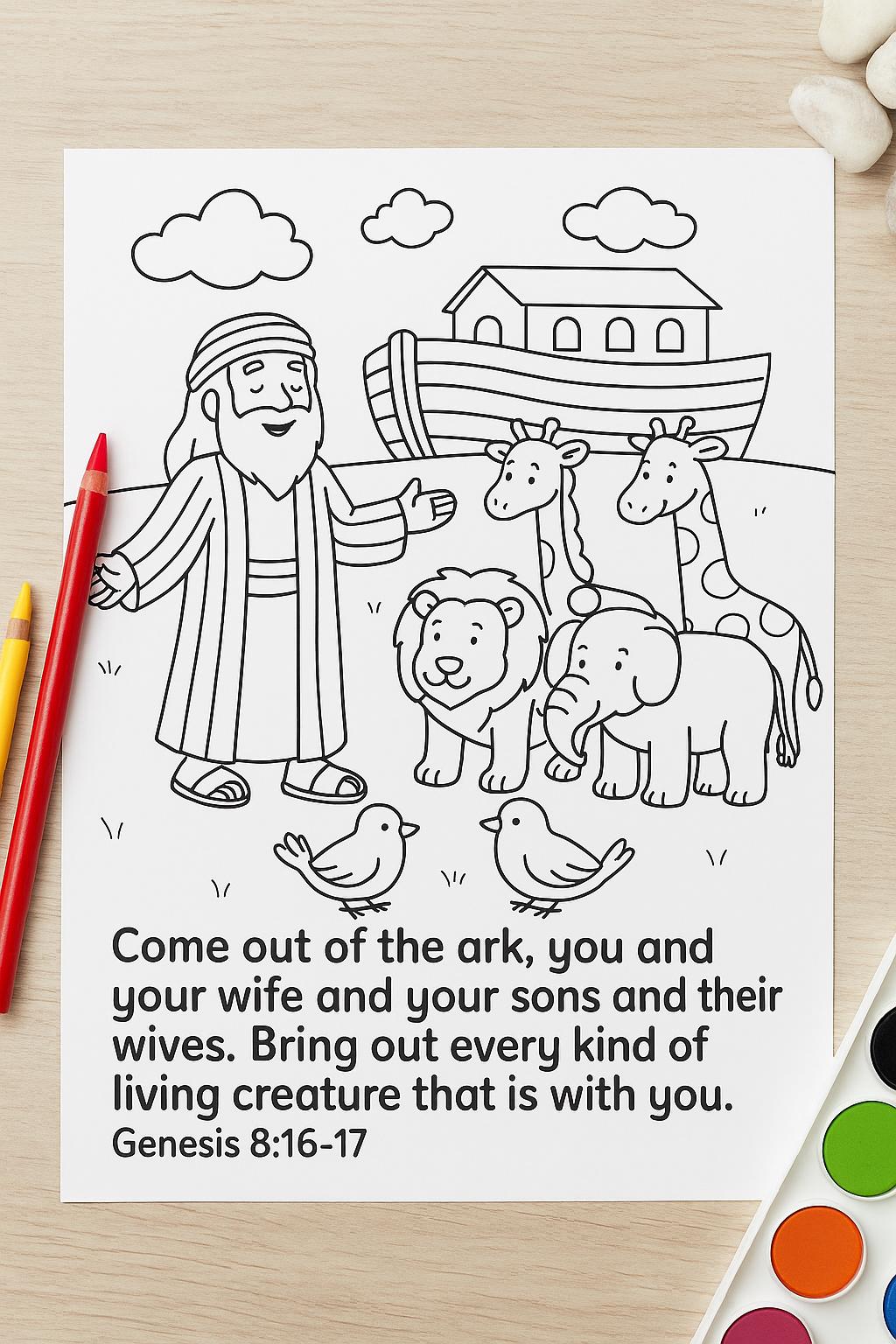 Noah's Ark Coloring Pages | Bible Story Printable (PDF) | Sunday School ...