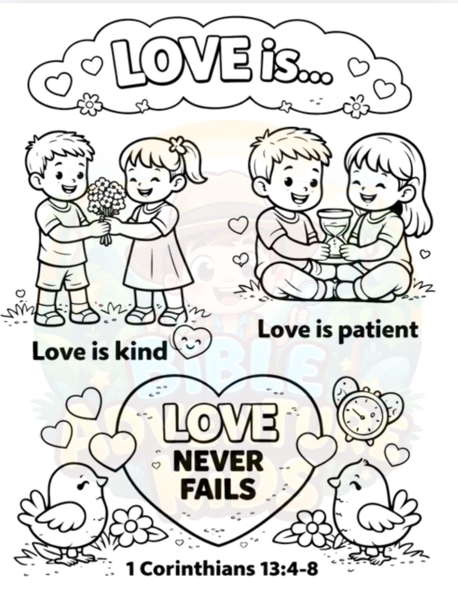Love is Kind Love is Patient Coloring Page | Christian Valentine ...