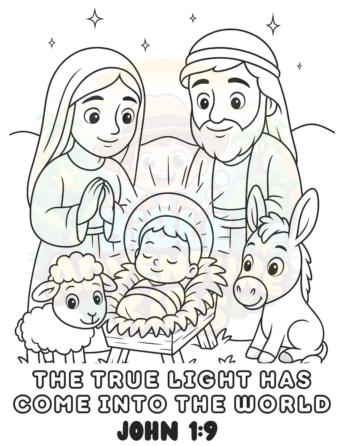 Nativity Coloring Page for Kids | Advent Bible Coloring Sheet ...