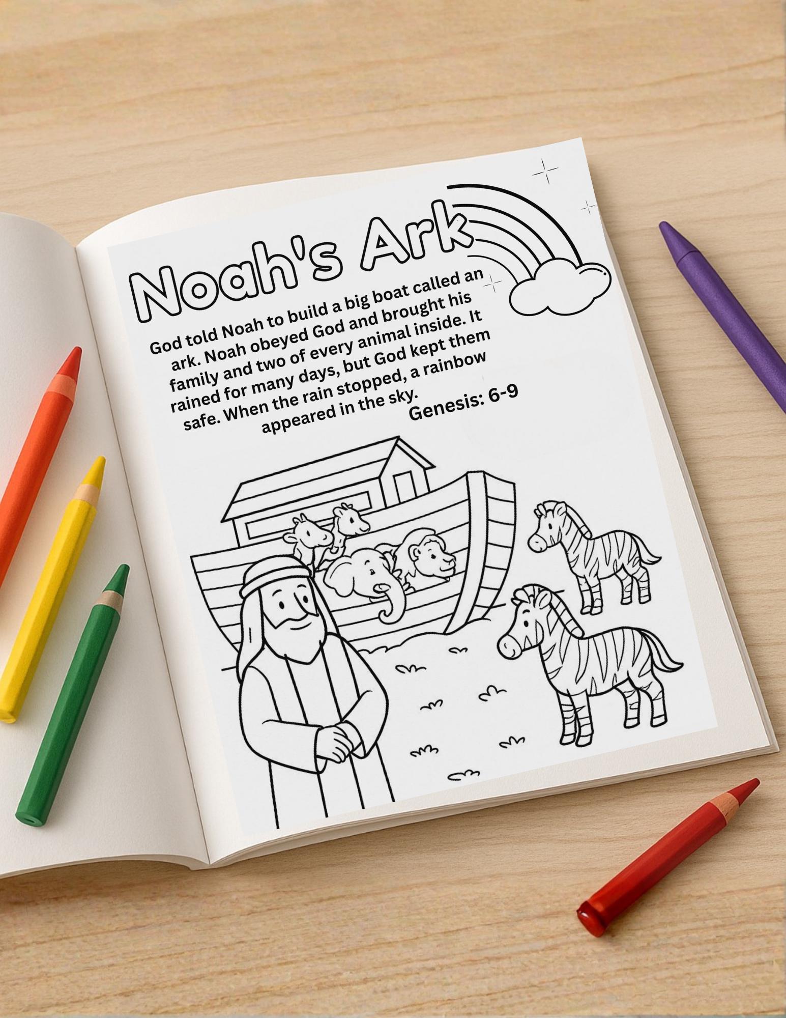 Noah's Ark Coloring Pages | Bible Story Printable (PDF) | Sunday School ...