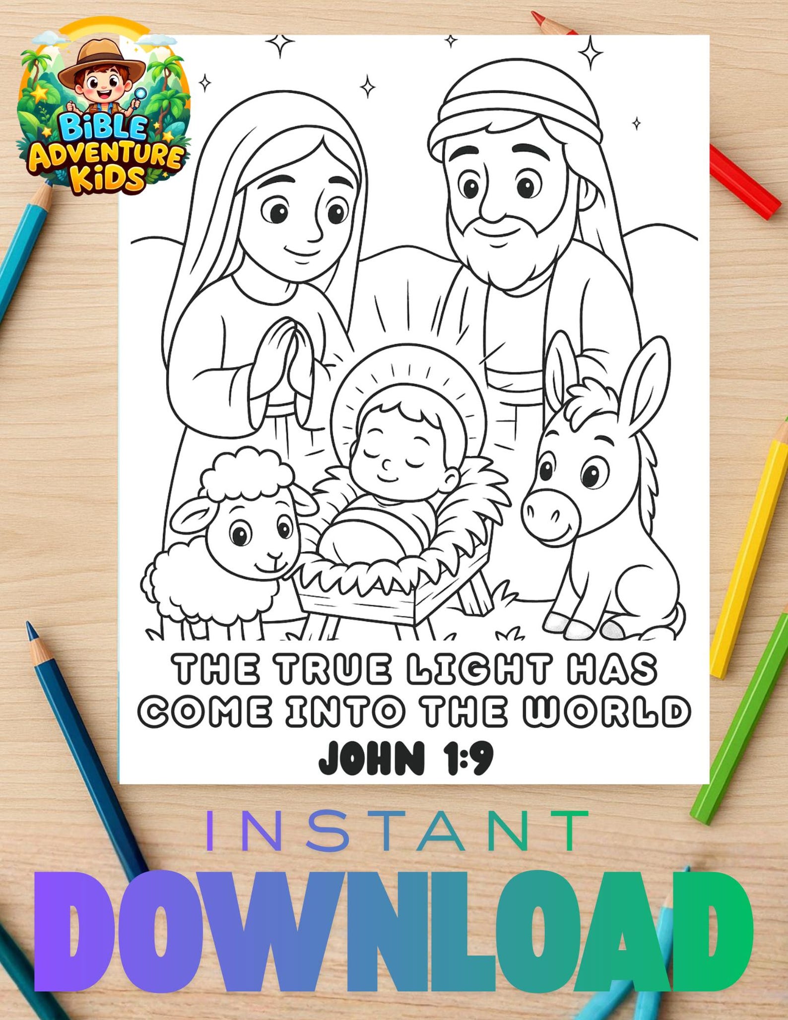 Nativity Coloring Page for Kids | Advent Bible Coloring Sheet ...