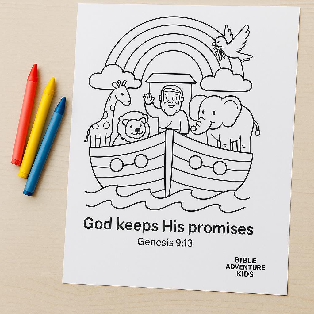 Noah's Ark Coloring Pages | Bible Story Printable (PDF) | Sunday School ...