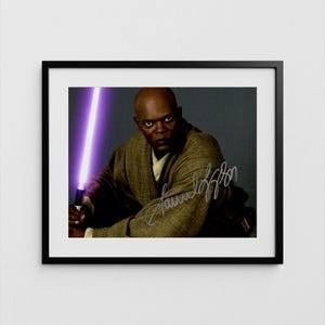 Samuel L. Jackson Autograph Star Wars Signed Poster Mace Windu Authentic Signature with COA