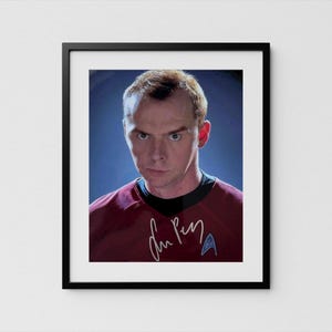 Simon Pegg Autograph Star Trek Signed Scotty Poster Authentic Signature with COA