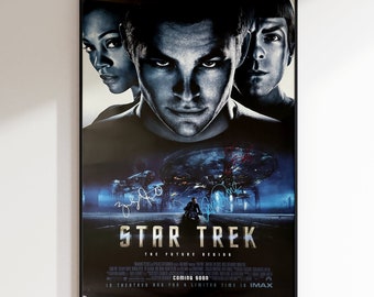 Star Trek Signed Poster | Chris Pine Zachary Quinto Zoe Saldana Autograph | 24x36 Inches | Signature with COA