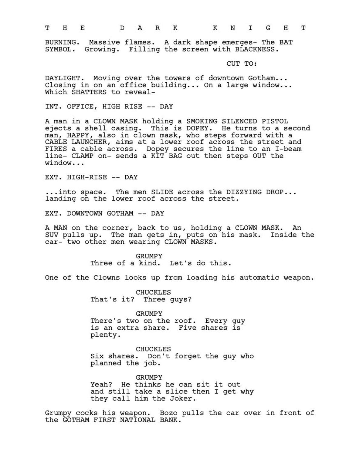 The Dark Knight Signed Movie Script Screenplay Reprint Etsy