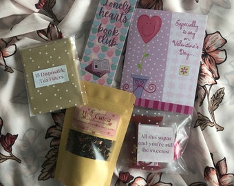 Valentine and Galentine Tea and Candy Gram | Hey Cutea | Earl Grey Tea | Fictional Crush | Bookmark | Tea Lover Gift | Book Lover Gift | Tea