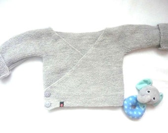 Baby alpaca wrap jacket in light gray and size 62/68