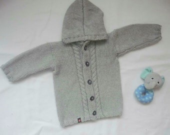 Baby cotton cardigan in light gray and size 62/68