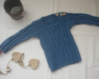 Baby Pullover Merino in Blau und der Größe 80/86