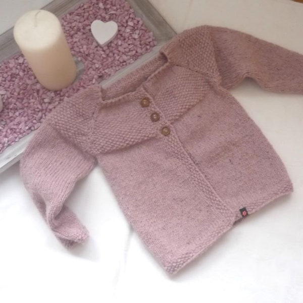 Children's wool cardigan in pink and size 80/86