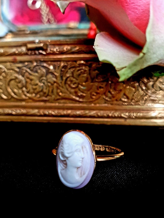 18ct Golden Cameo ring in dusty pink 1914