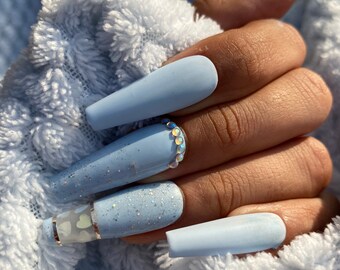 Light Blue Nails Etsy