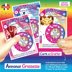 annonce grossesse carte à gratter jeu similaire fdj idée originale ticket a gratter astro zodiac papa famille signe zodiaque Envoi rapide image 2