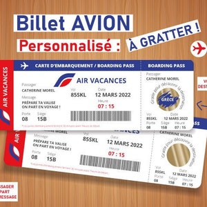 Carte à Gratter Annonce Voyage Surprise Carte d'Embarquement Cadeau à  Offrir Billet d'avion Personnalisable Bon voyage Modèle blanc -  France