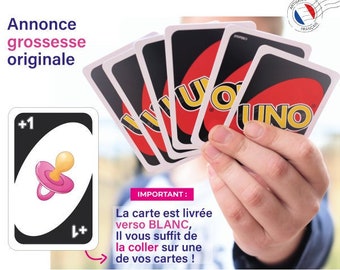 carte pour jeu UNO annonce grossesse surprise idée originale famille amis grand frère grande soeur cousin cousine enfants à personnaliser