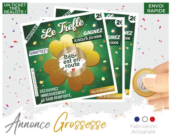 Annonce Grossesse Originale Carte A Gratter Chance Trefle Bebe Etsy