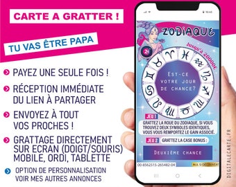 Carte à gratter digitale carte numérique grattage directement sur écran doigt/souris tu vas être papa