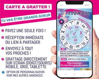 grande soeur annonce grossesse Carte à gratter digitale surprise carte numérique grattage directement sur écran doigt future grande soeur