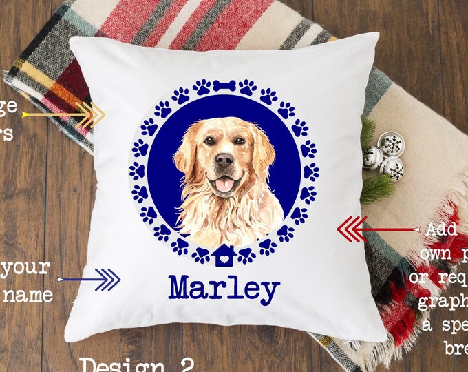 Pet memorial pillow, 16x16. In loving memory of your dog or cat, personalized with your name