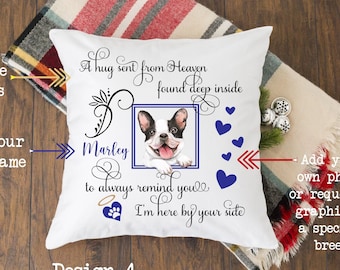 Pet memorial pillow, 16x16. In loving memory of your dog or cat, personalized with your name