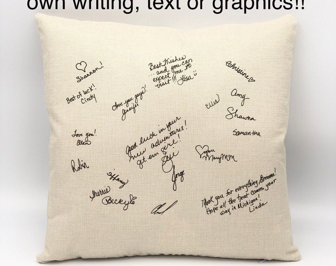 UPGRADE: Add custom design on back of throw pillow, 16x16, personalize your pillow with your own writing, graphic or text!