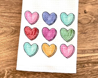 Valentines Day Kitchen towel - 9 hearts