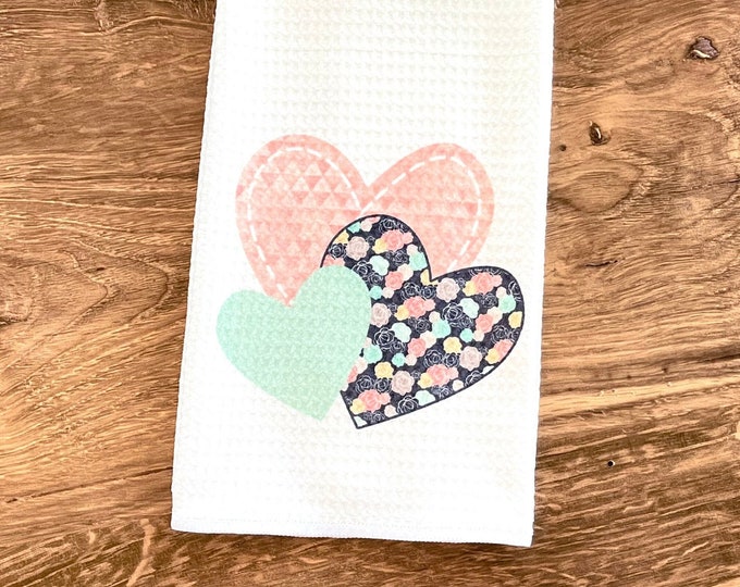 Valentines Day Kitchen towel - pastel hearts