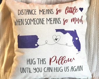 Hugs from a Distance pillow cover, 16x16, (insert optional).  Great way to send some love when you can't be together with friends and family