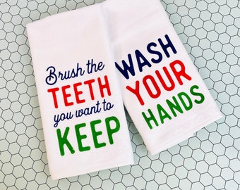 Bathroom Hand Towel for Kids - brush your teeth and wash your hands!!
