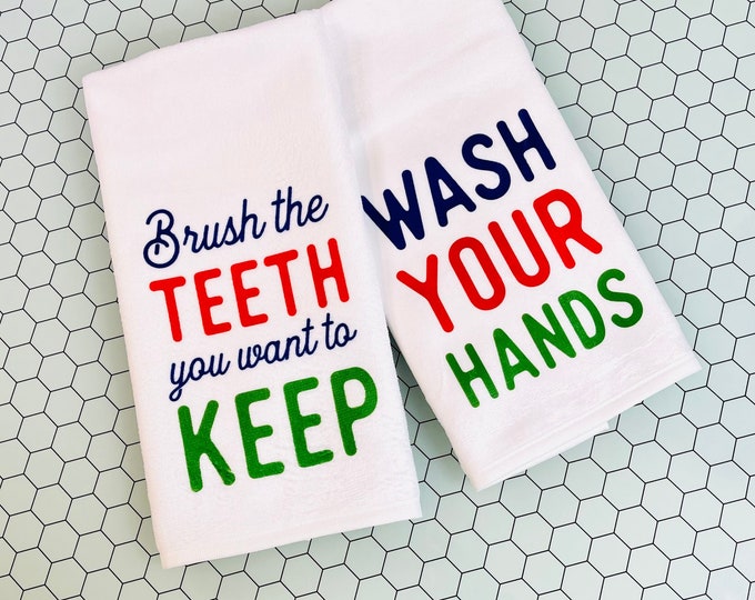 Bathroom Hand Towel for Kids - brush your teeth and wash your hands!!