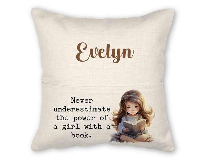 Book pillow with insert, 16x16, (insert optional) - Don't Underestimate a Girl 4