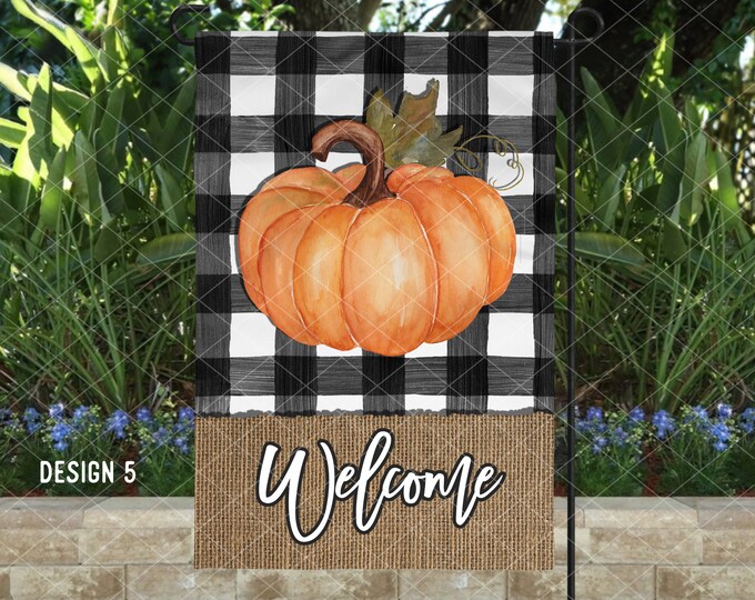 Personalized Fall Pumpkin Garden Flag  (flag only, no stake) XL 12'x18", single sided