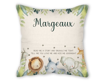 Book pillow with insert, 16x16, (insert optional) - Zoo books (modern)