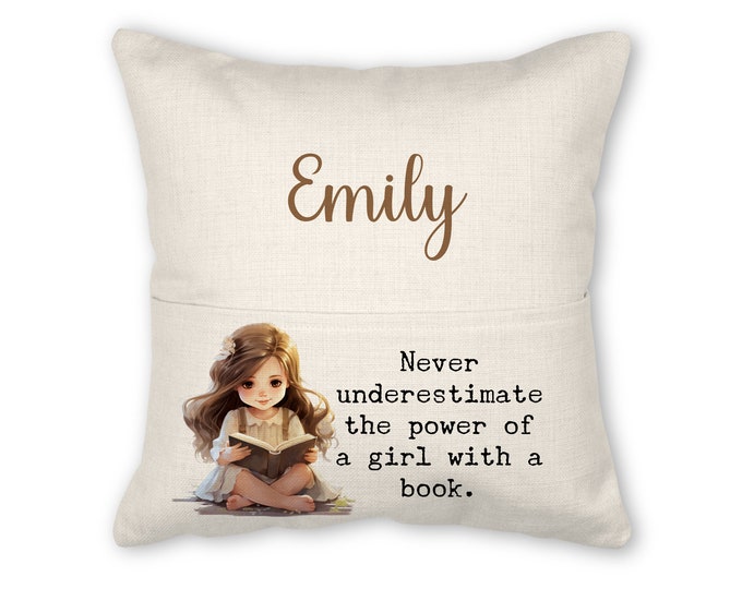 Book pillow with insert, 16x16, (insert optional) - Don't Underestimate a Girl 3