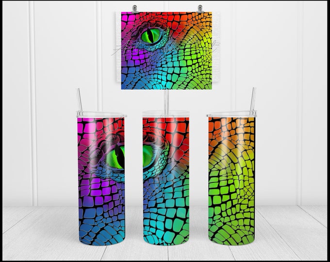 Halloween Rainbow Dragon Eye 20oz Skinny Tumbler!