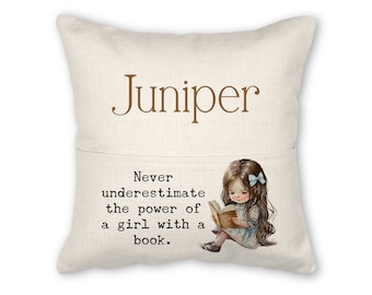 Book pillow with insert, 16x16, (insert optional) - Don't Underestimate a Girl 2