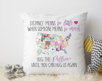 Hugs from a Distance pillow cover US, 16x16, (insert optional).  Send some love when you can't be together with friends and family