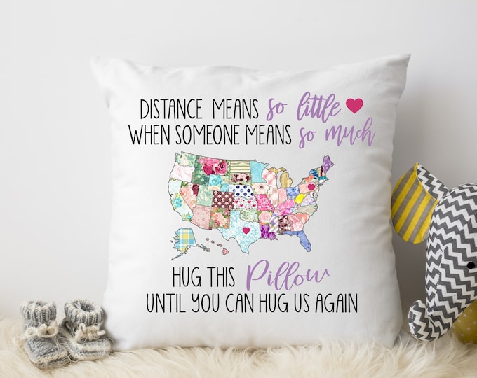 Hugs from a Distance pillow cover US, 16x16, (insert optional).  Send some love when you can't be together with friends and family