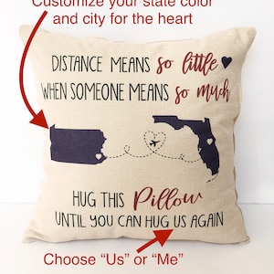 Hugs from a Distance pillow cover, 16x16, (insert optional).  Great way to send some love when you can't be together with friends and family