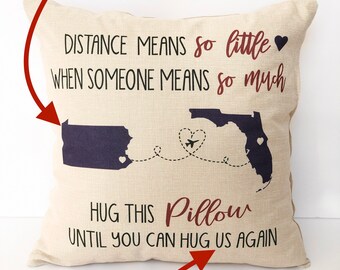 Hugs from a Distance pillow cover, 16x16, (insert optional).  Great way to send some love when you can't be together with friends and family